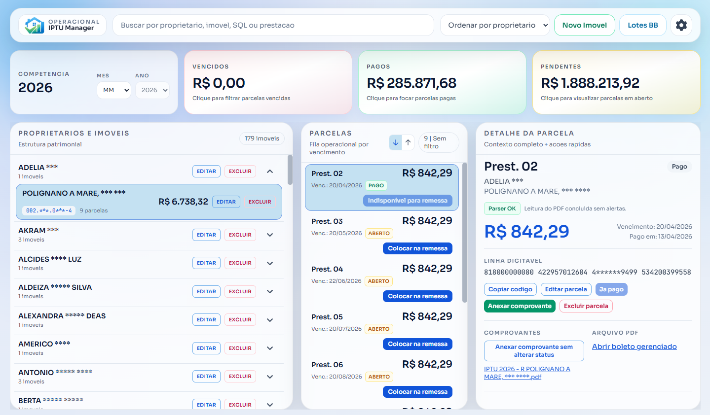 IPTU Manager — tema claro